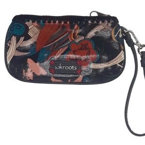 Sakroots Artist Circle Smartphone Wristlet Wallet Black Peace Print Pattern. EUC